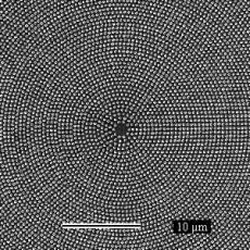 Thousands of magnetic nano-dots arranged to have circular symmetry. This sample was covered with a superconductor and had supercurrents going through these structures.
